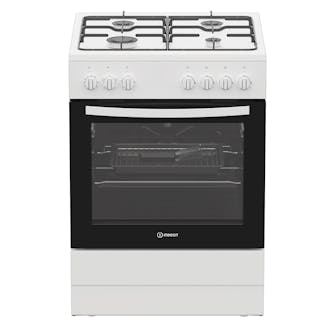 Indesit I6G3PMWUK 60cm Single Oven Dual Fuel Cooker in White 4 Gas Burner