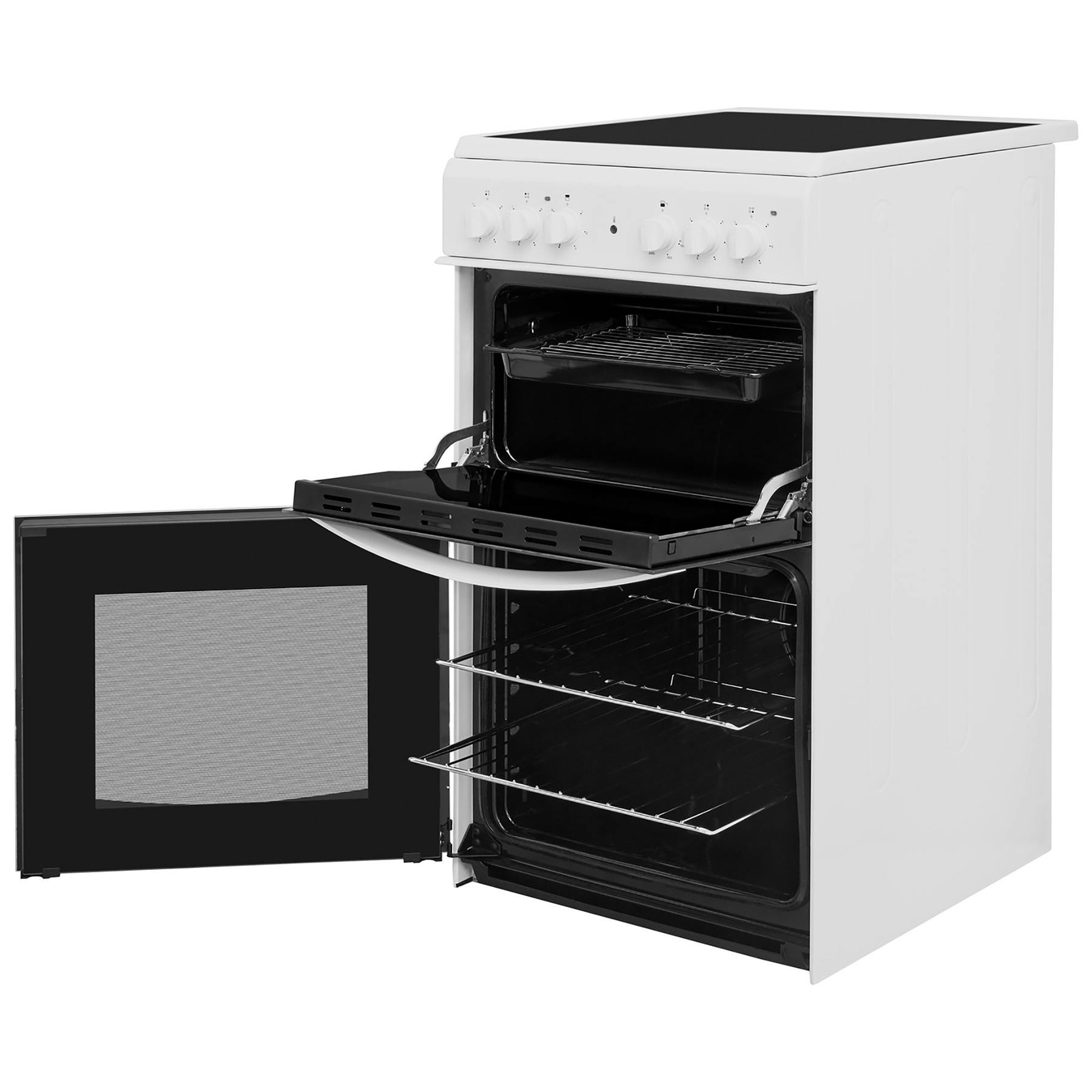 White Indesit ID5V92KMW 50cm Double Cavity Electric Cooker With Ceramic Hob 