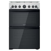 Indesit ID67G0MCXUK 60cm Double Oven Gas Cooker in St/Steel Gas Hob 84/42L