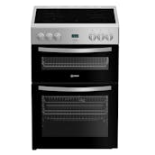 Indesit IDE6VDCS1 60cm Double Oven Electric Cooker in Silver 4 Zone Ceram