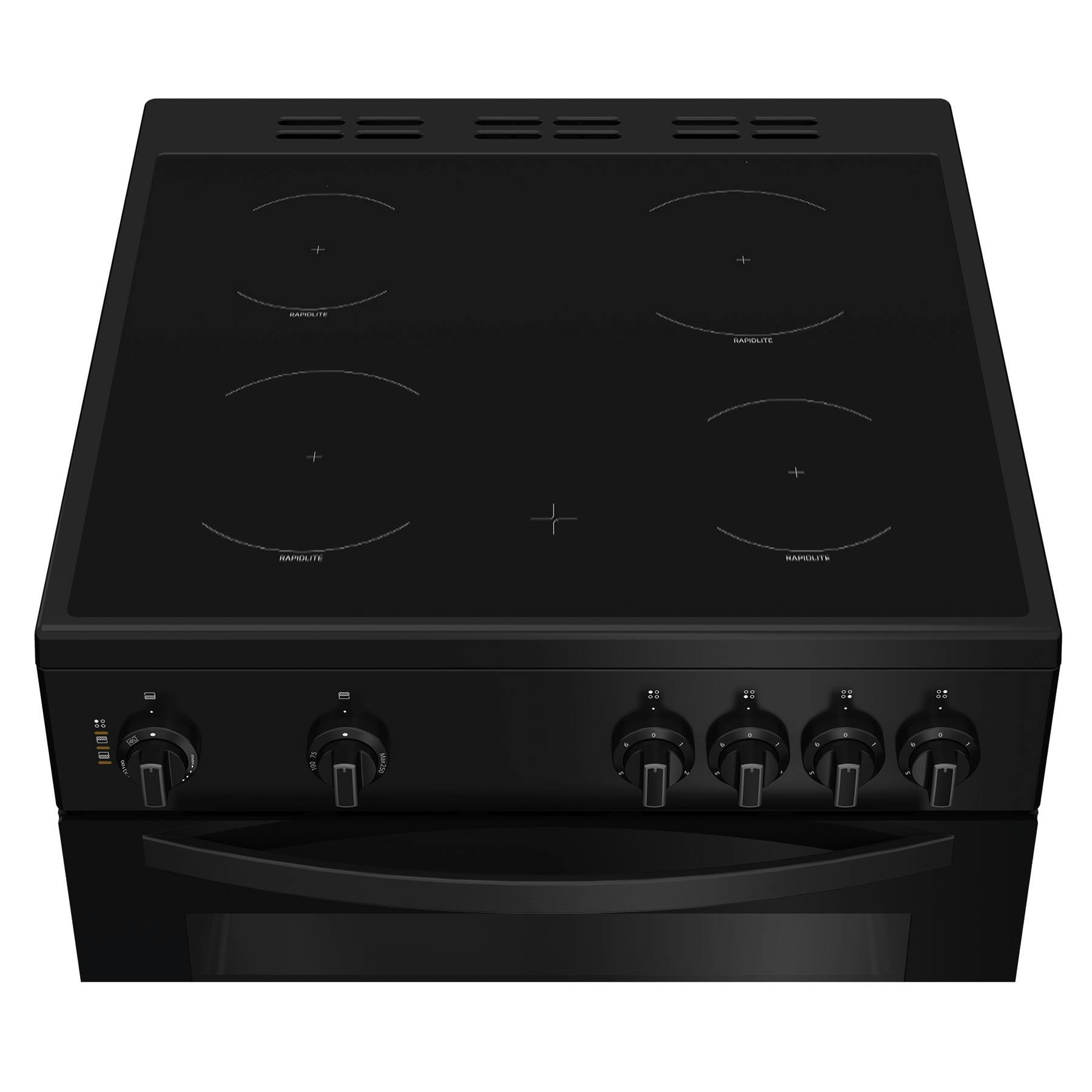 Indesit IDE6VMB 60cm Double Oven Electric Cooker in Black 4 Zone