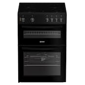 Indesit IDE6VMB 60cm Double Oven Electric Cooker in Black 4 Zone Cerami