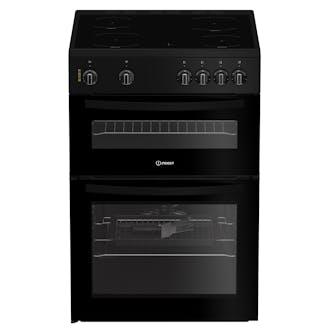 Indesit IDE6VMB 60cm Double Oven Electric Cooker in Black 4 Zone Cerami