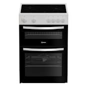Indesit IDE6VMW 60cm Double Oven Electric Cooker in White 4 Zone Cerami