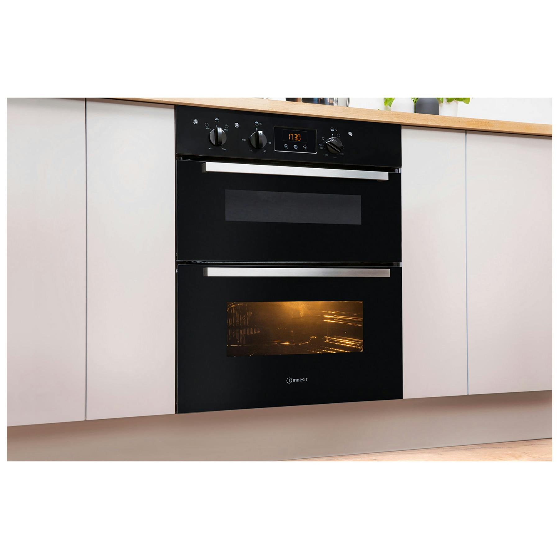 Indesit IDU6340BL 60cm Built Under Double Electric Oven In Black