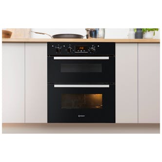 Indesit IDU6340BL 60cm Built Under Double Electric Oven in Black