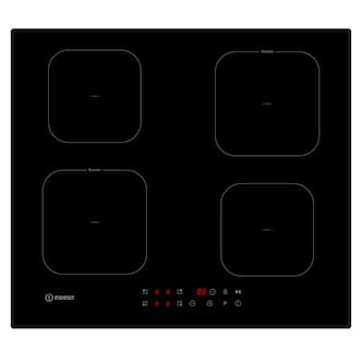 Indesit ISF18Q60NE 60cm 4 Zone Induction Hob in Black Glass 9 Power Levels