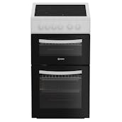 Indesit ITE5VMW 50cm Twin Cavity Electric Cooker in White Ceramic Hob 5