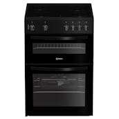 Indesit ITE6VMB 60cm Twin Cavity Electric Cooker in Black Ceramic Hob 6