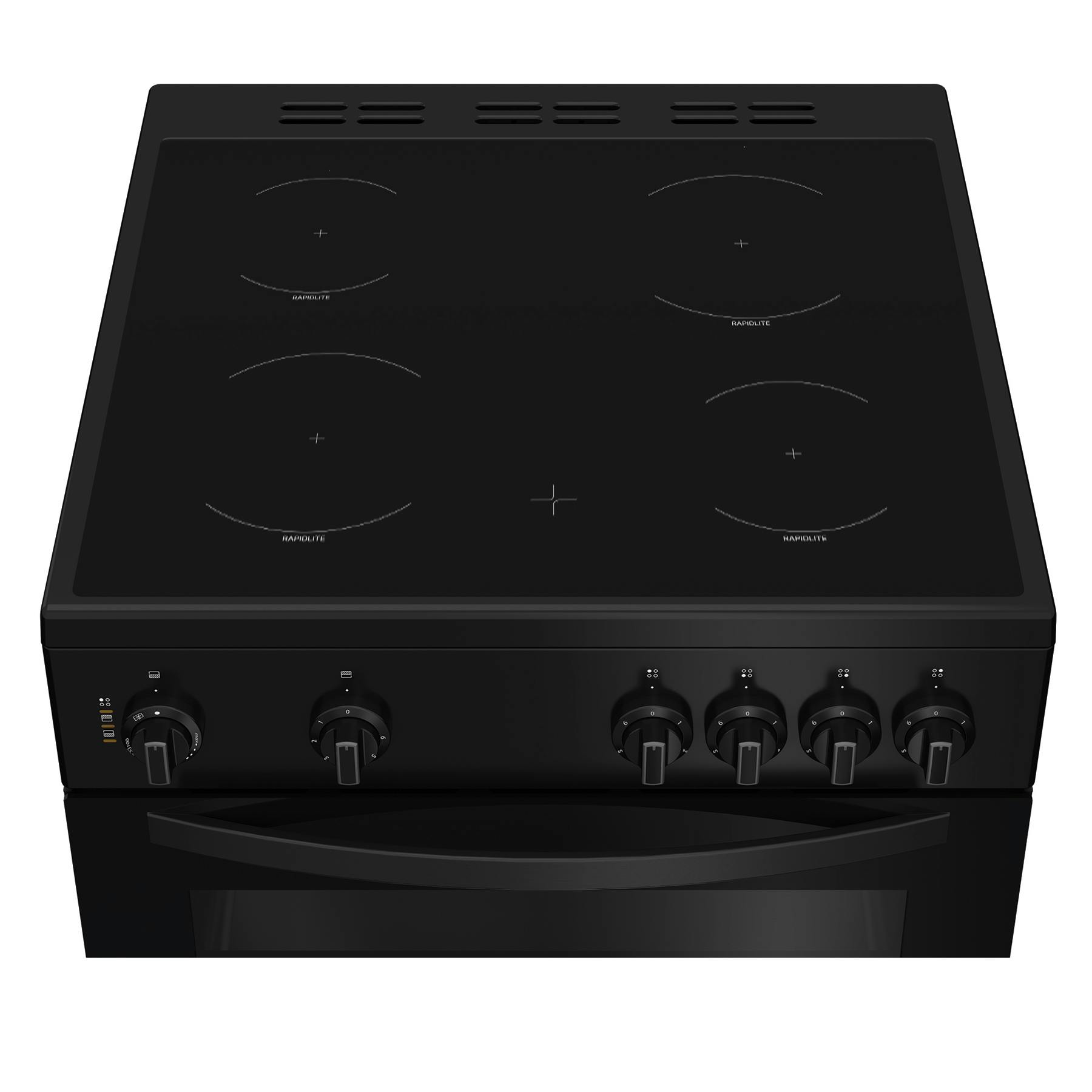 Indesit ITE6VMB 60cm Twin Cavity Electric Cooker in Black Ceramic