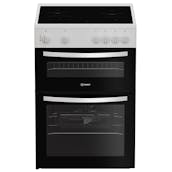 Indesit ITE6VMW 60cm Twin Cavity Electric Cooker in White Ceramic Hob 6