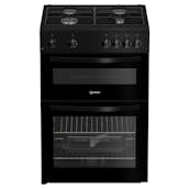 Indesit ITG6GB 60cm Twin Cavity Gas Cooker in Black 4 Gas Burners 72 L
