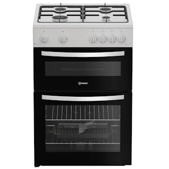 Indesit ITG6GW 60cm Twin Cavity Gas Cooker in White 4 Gas Burners 72 L