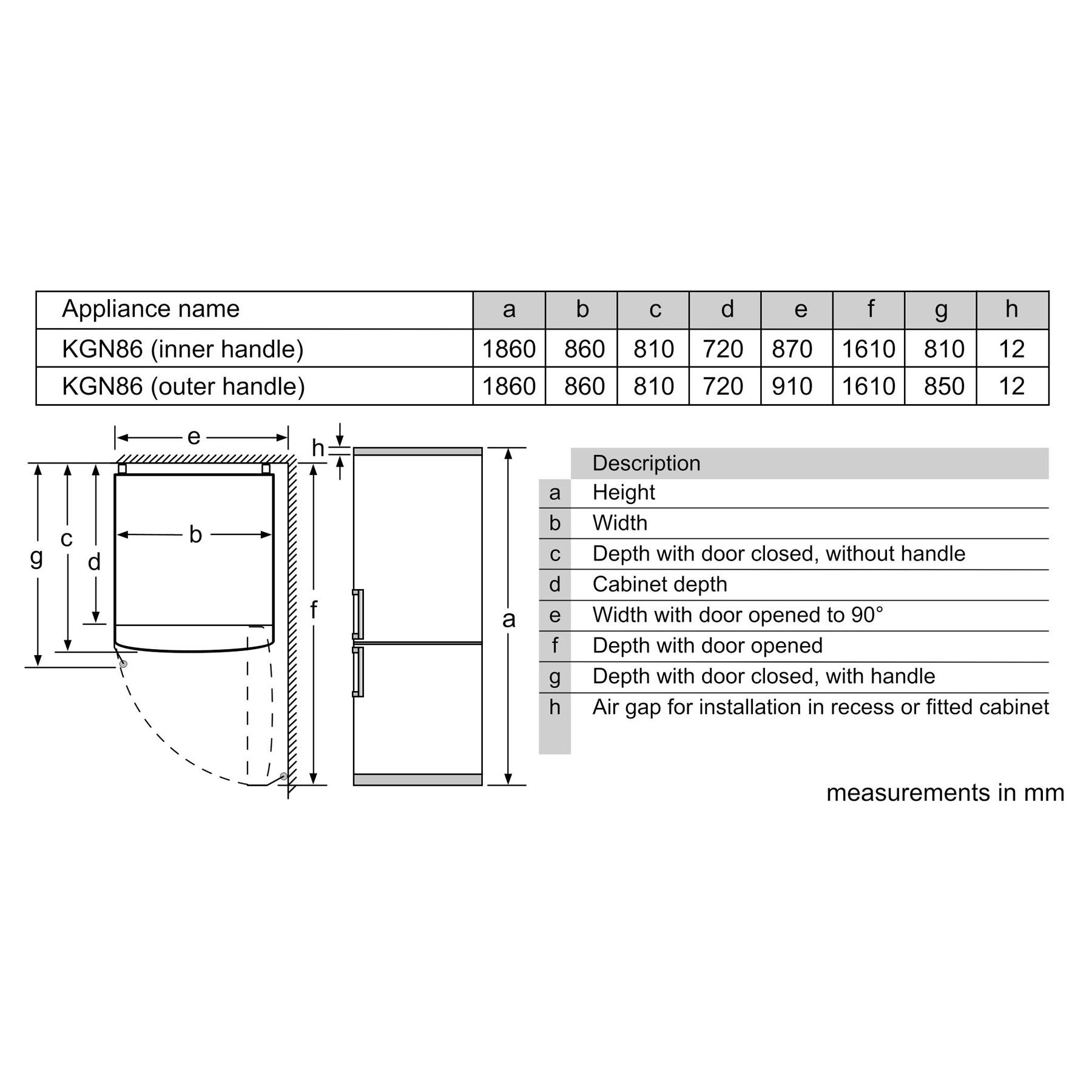 Bosch KGN86VIEAG Series 4 186cm High 70/30 Frost Free Fridge