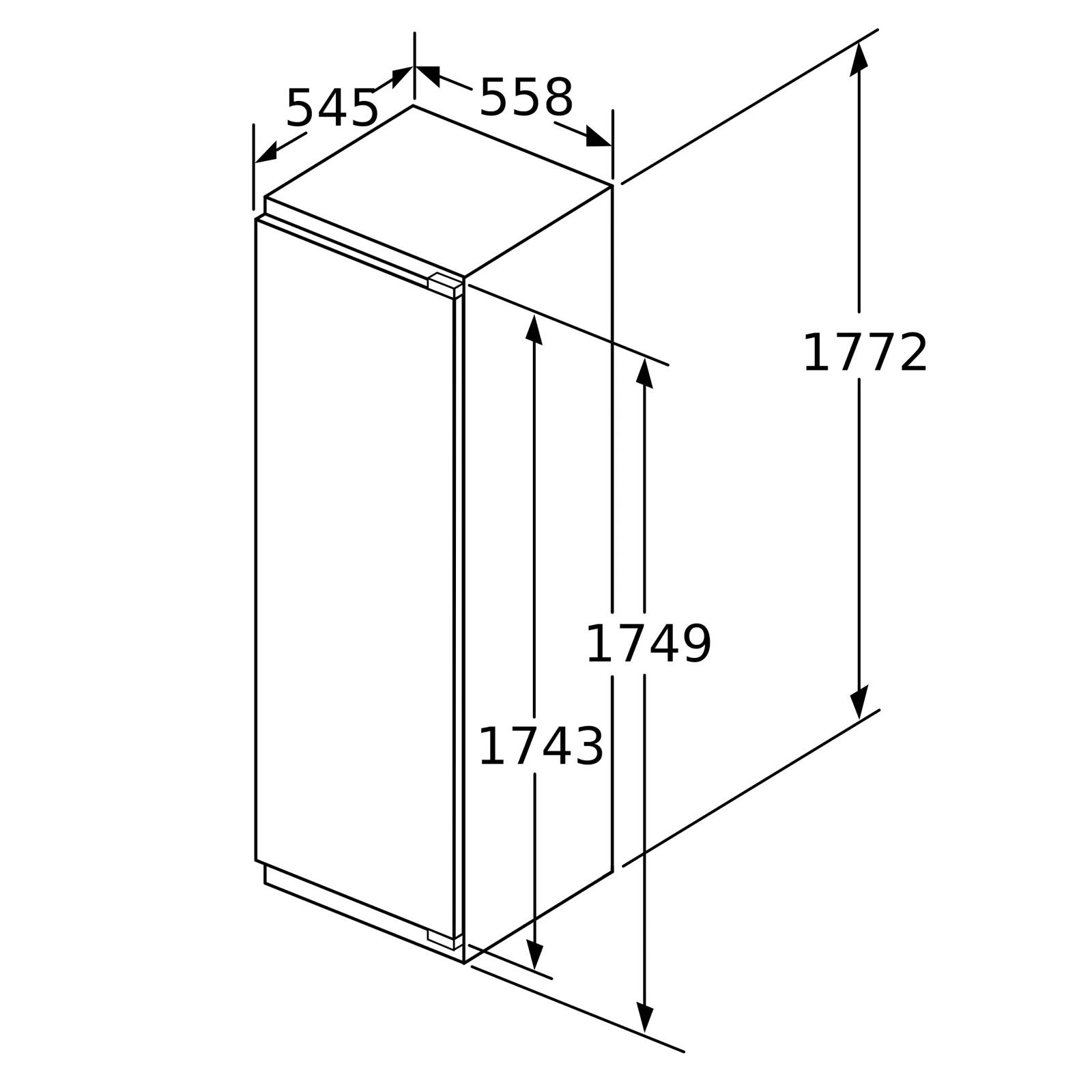 Neff KI1813FE0G N70 177cm High Integrated Upright Fridge 56cm Wide