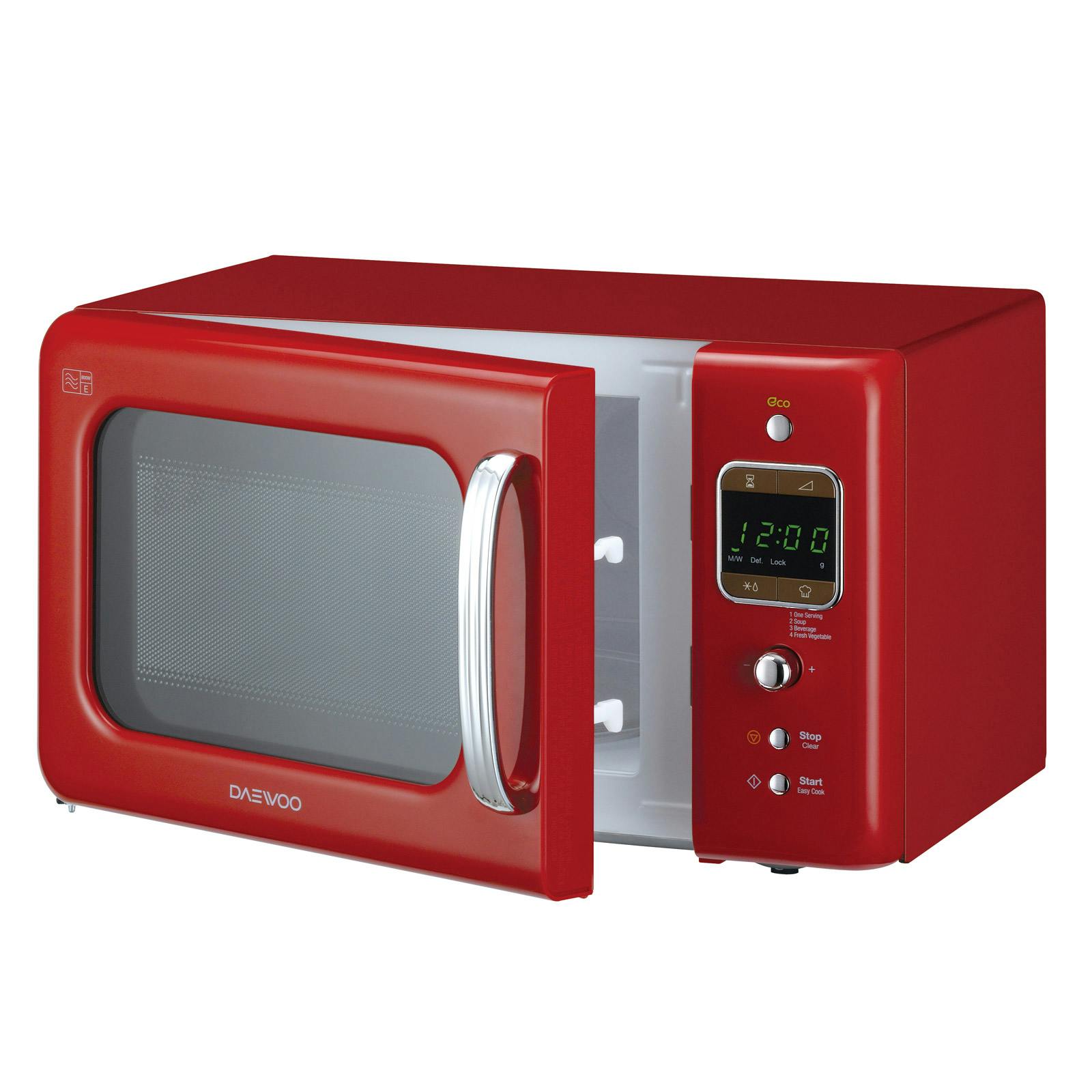 Daewoo Kor7lbkr Compact Retro Styled Microwave Oven In Red 20l 800w Daewoo Kor7lbkr