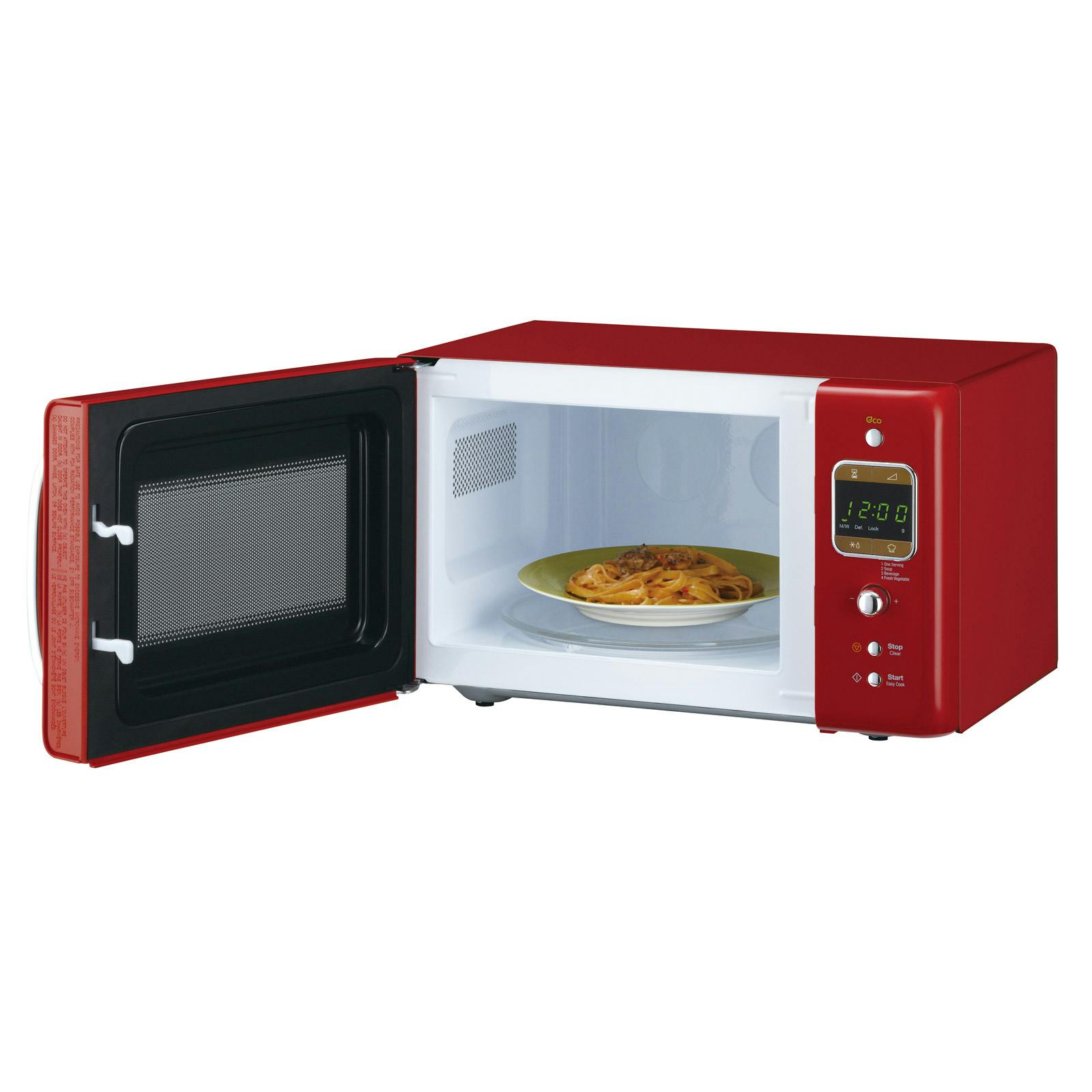Daewoo Kor7lbkr Compact Retro Styled Microwave Oven In Red 20l 800w