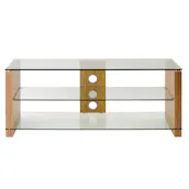 TTAP L611-1000-3O Elegance 1000mm TV Stand in Light Oak with Clear Glass