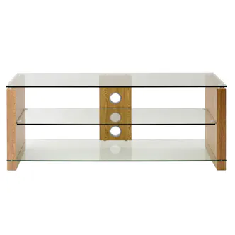 TTAP L611-1000-3O Elegance 1000mm TV Stand in Light Oak with Clear Glass