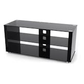  L611G-1200-3 Elegance 1200mm TV Stand in Gloss Black & Black Glass