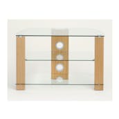  L630-600-3OC Vision 600mm TV Stand in Light Oak with Clear Glass