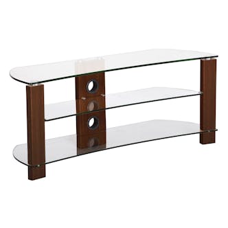  L640-1200-3W Vision Curve 1200mm TV Stand in Walnut with Clear Glass