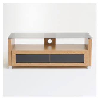  L642-1050-3O Elegance 1050mm TV Stand in Light Oak with Tinted Glass