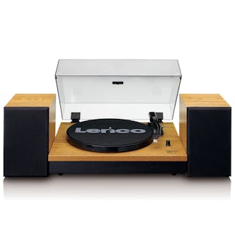 Lenco LS-300 Turntable & Hi Fi Speakers in Wood with Bluetooth Conne