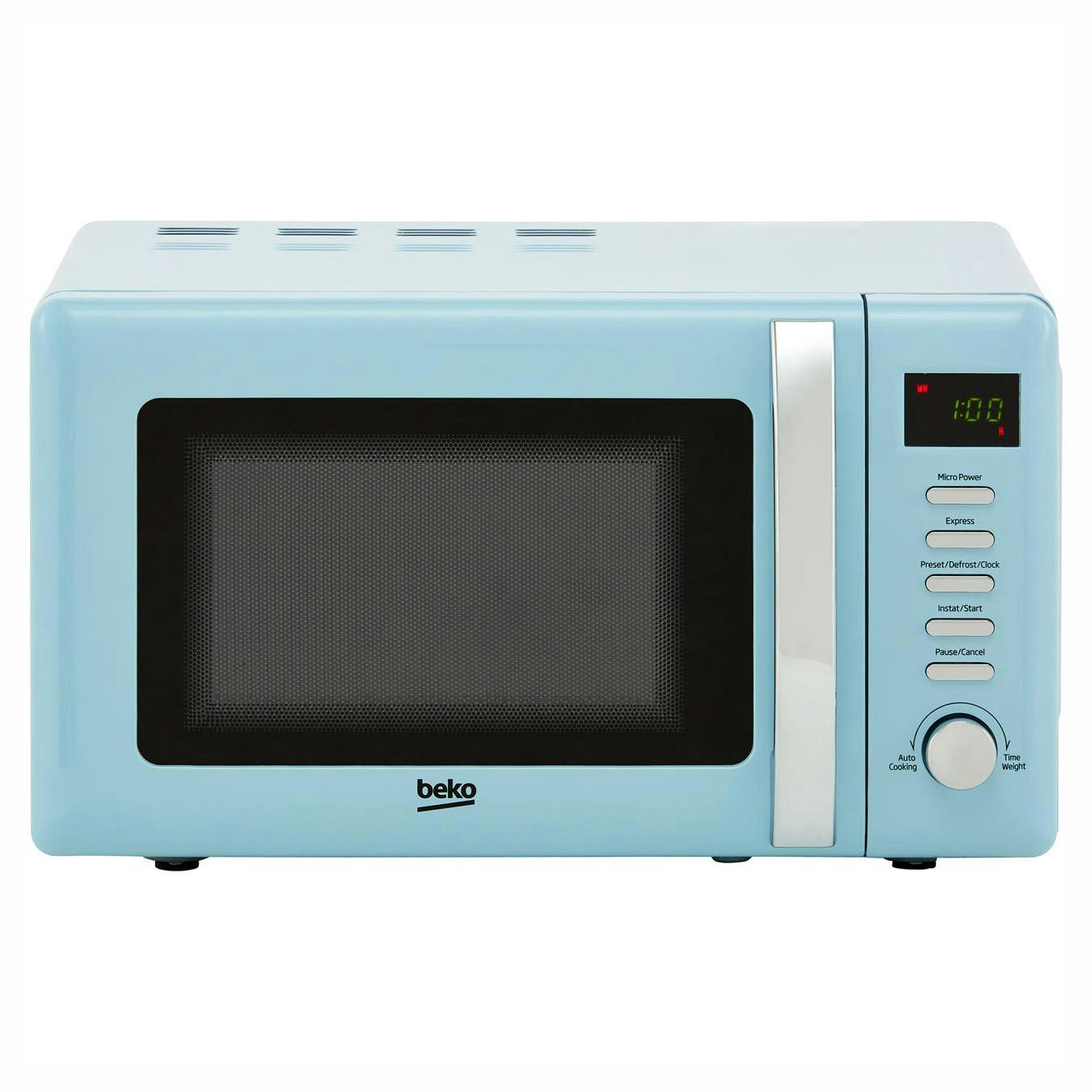 blue microwave oven