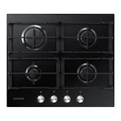 Samsung NA64D3000AK 60cm 4 Burner Gas Hob in Black Glass with Cast Iron Pan