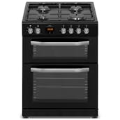 New World NWMID63GB 60cm Twin Cavity Gas Cooker in Black 66L/23L