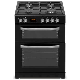 New World NWMID63GB 60cm Twin Cavity Gas Cooker in Black 66L/23L