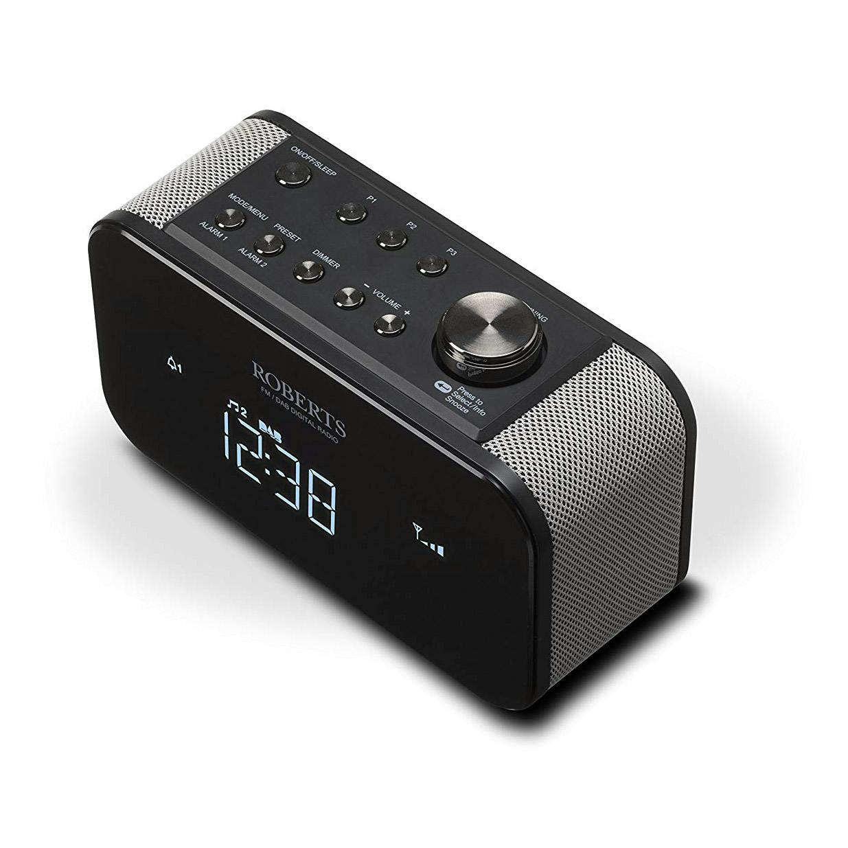 Roberts ORTUS2BLK DAB/DAB+/FM Alarm Clock Radio in Black USB Socket