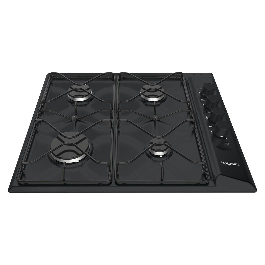 Hotpoint PAS642HBK 60cm 4 Burner Gas Hob in Black, Flame Failure Device