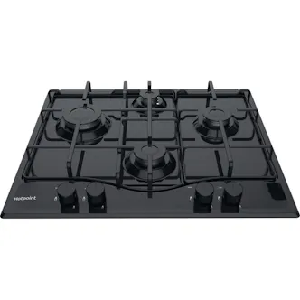 Hotpoint PCN642HBK 60cm 4 Burner Gas Hob in Black Auto Ignition