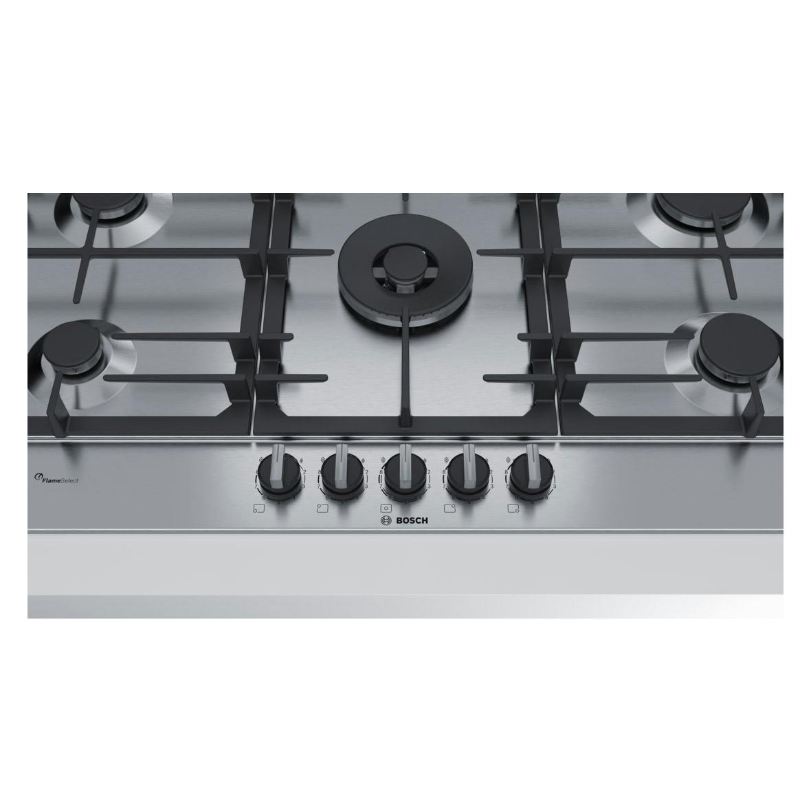 Bosch PCR9A5B90 90cm Serie 6 5 Burner Gas Hob In Brushed Steel