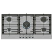 Bosch PCR9A5I90 Series 6 90cm 5 Burner Gas Hob in Stainless Steel Dual