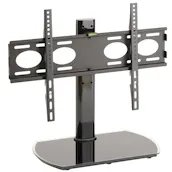 TTAP PED64S Black Glass Swivel Tabletop Pedestal TV Stand in Black