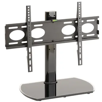 TTAP PED64S Black Glass Swivel Tabletop Pedestal TV Stand in Black
