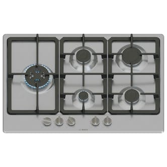 Bosch PGM7B5K90 Series 4 75cm 5 Burner Gas Hob in Stainless Steel Wok B