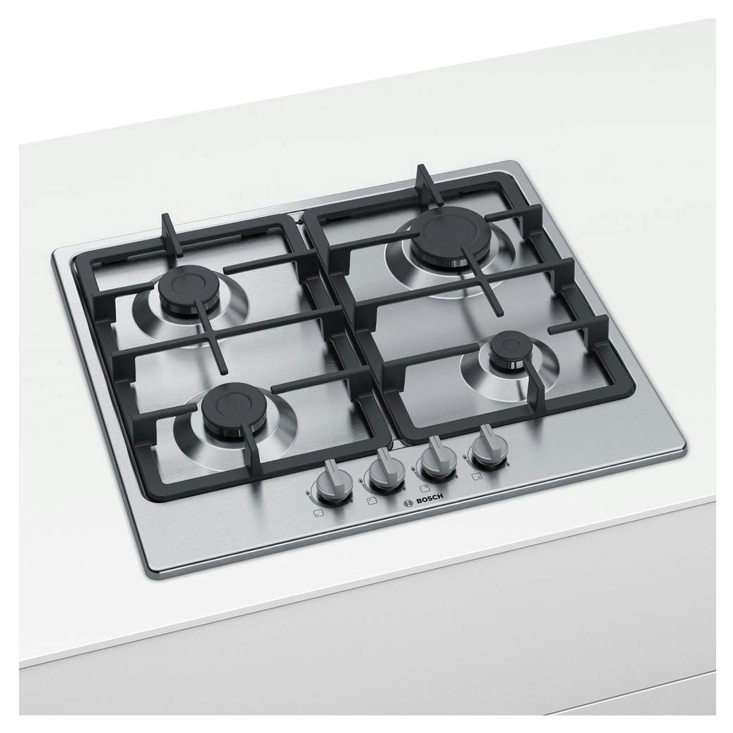 Bosch PGP6B5B90 Serie-2 60cm 4 Burner Gas Hob in Brushed Steel