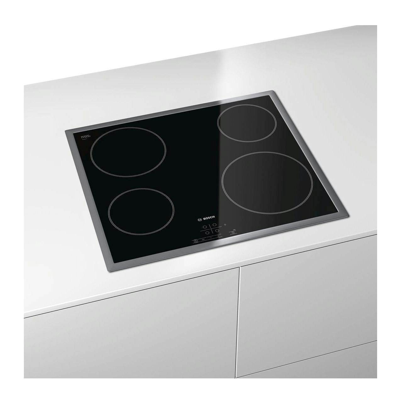 Bosch PKE645B17E Serie-4 60cm 4 Zone Ceramic Hob with St/Steel Trim