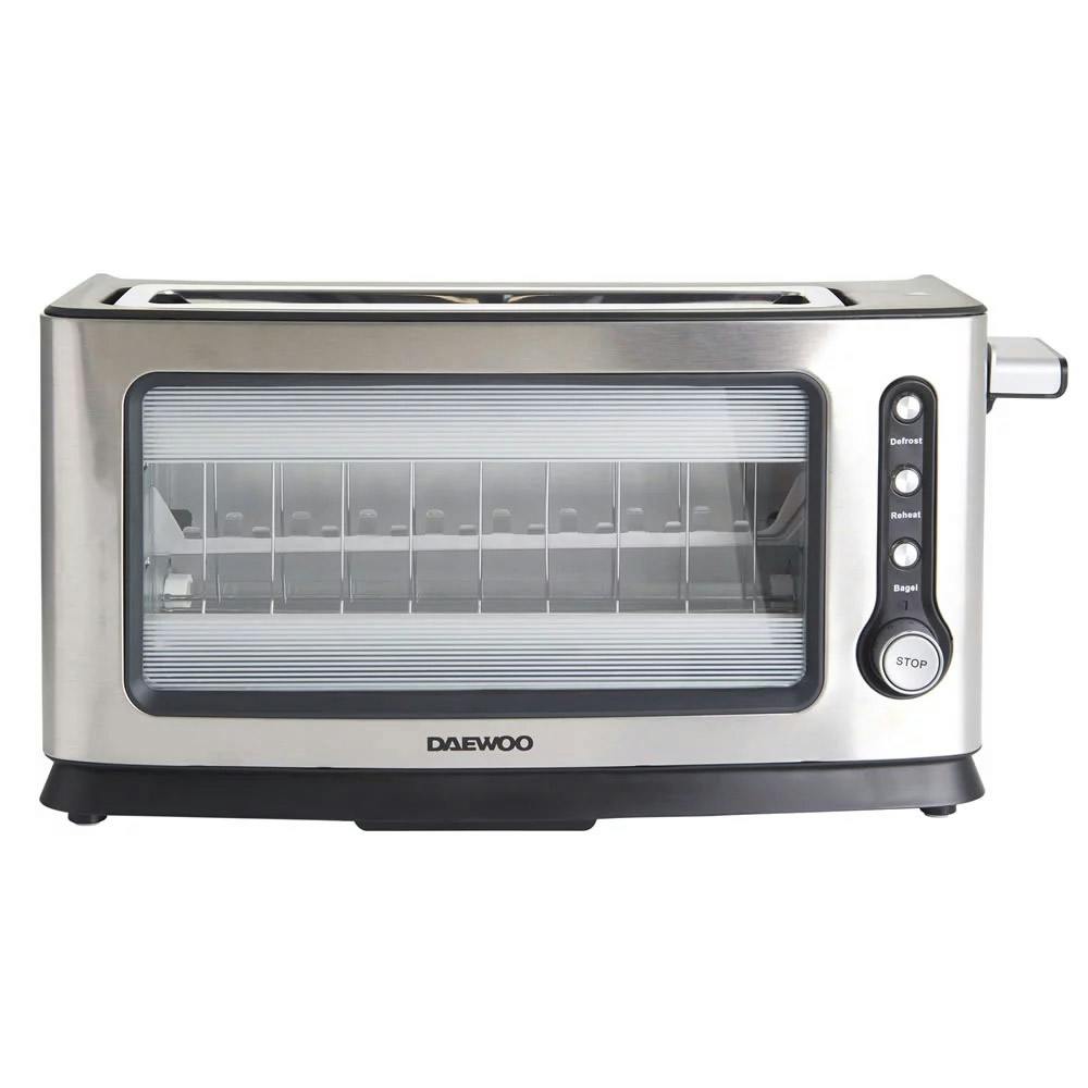 Daewoo SDA1060GE 2 Slice Transparent Glass Toaster in Silver