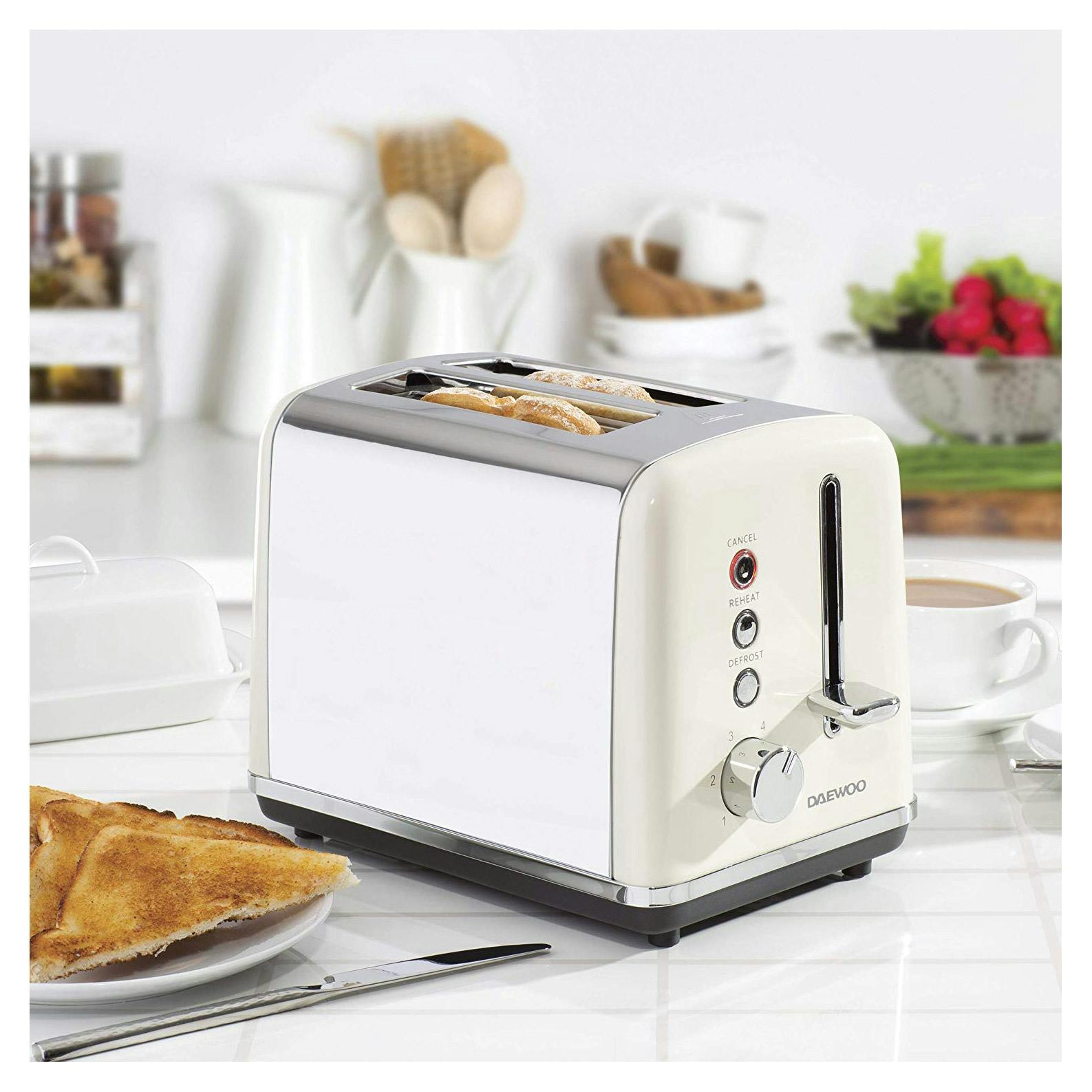 Daewoo SDA1582GE KENSINGTON 2 Slice Toaster in Cream