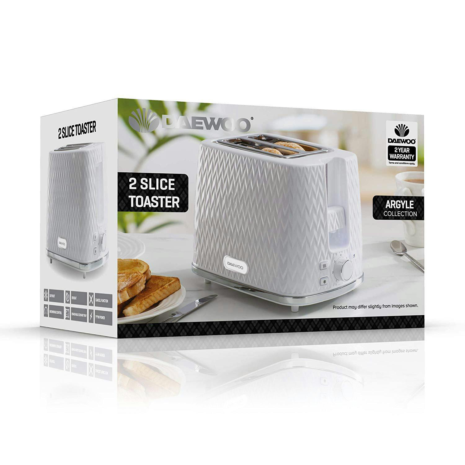 Daewoo SDA1781GE ARGYLE 2 Slice 2 SLICE TOASTER Daewoo Argyle White