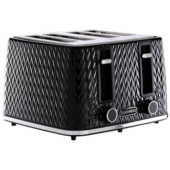 Daewoo SDA1863GE ARGYLE 4 Slice Patterned Toaster - Black