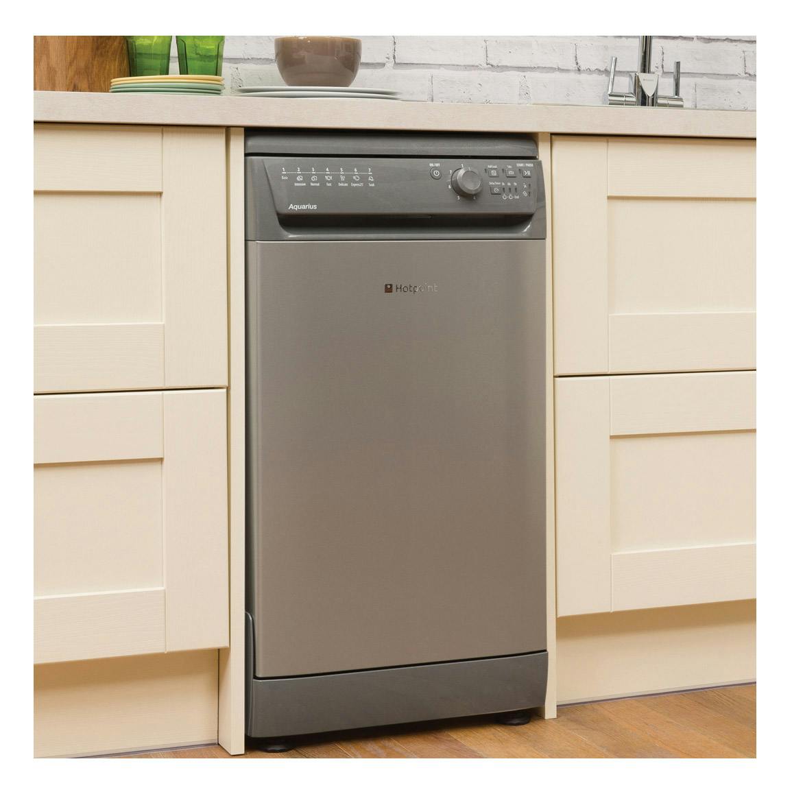 Hotpoint SIAL11010G 45cm AQUARIUS Slimline Dishwasher in Graphite, A+AA
