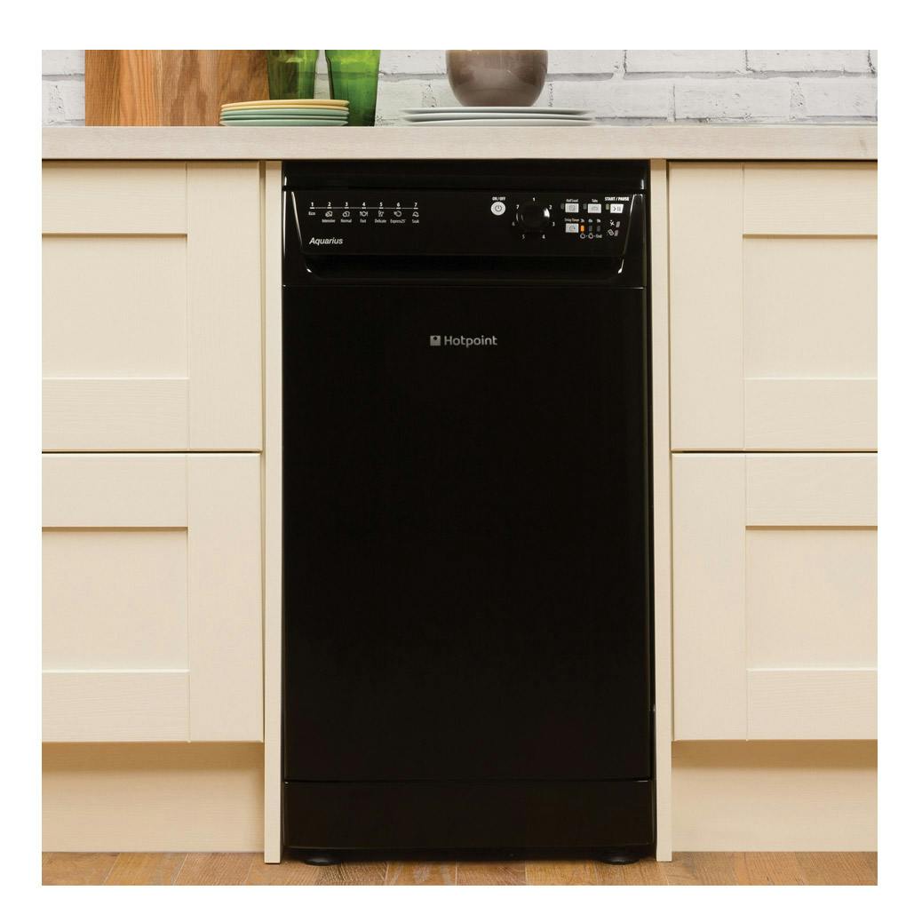 Hotpoint SIAL11010K 45cm AQUARIUS Slimline Dishwasher in Black, A+AA