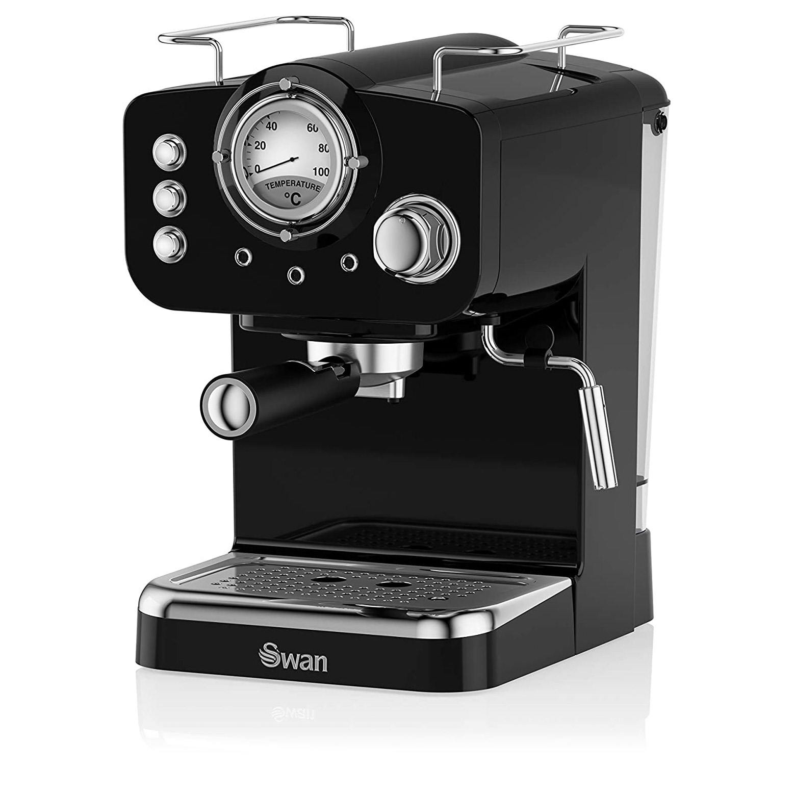 Swan SK22110BN Retro Pump Espresso Coffee Machine in Black - 15 Bars