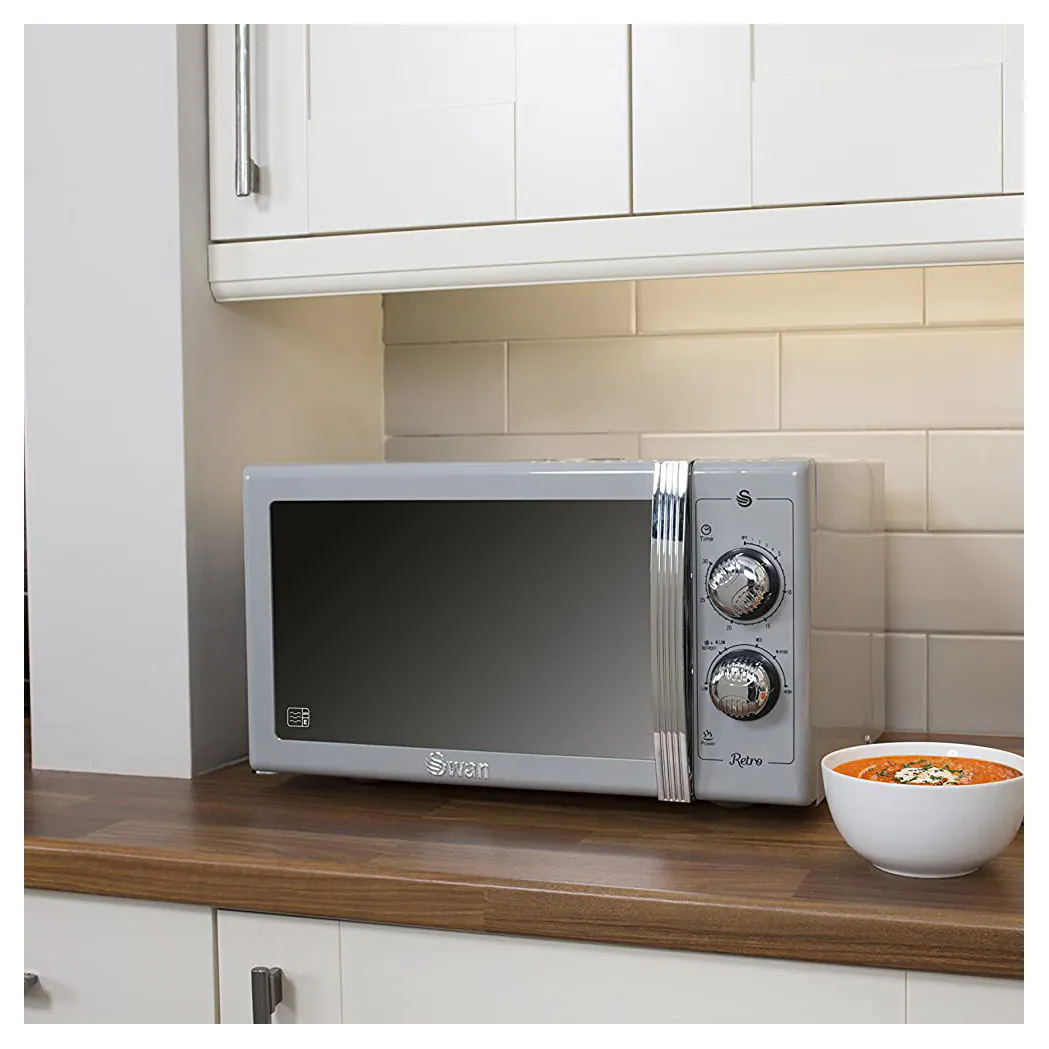 Swan SM22070GRN Retro Style Microwave Oven in Grey 25 Litre
